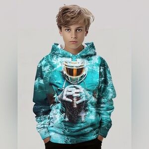 Boys Football 3D Print Hooded Shirt Size 5/6
